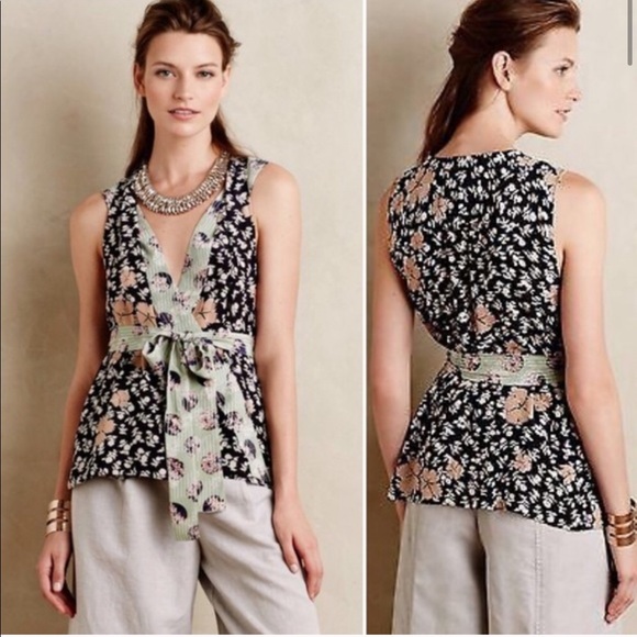 Anthropologie HD in Paris Starflower Wrap Top - Picture 3 of 8